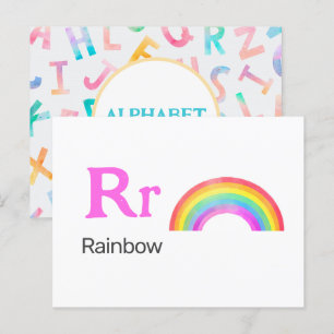 R ist für Rainbow - Alphabet Flash Card Postkarte