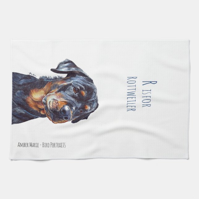 R ist für Rottweiler Geschirrtuch (Horizontal)