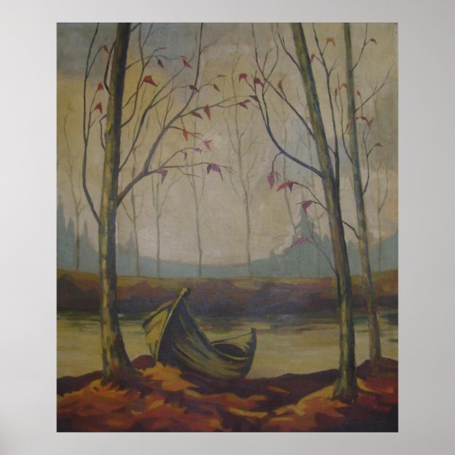 R.J. Ketchum - Schiff am See im Herbst Poster (Vorne)