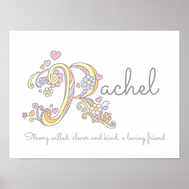 R monogram art Rachel girls name & meinst poster (Vorne)