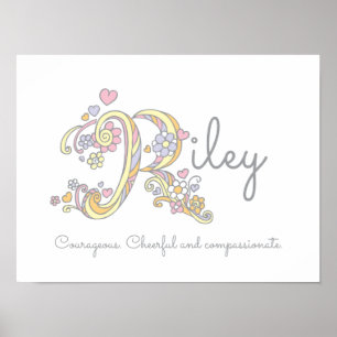 R monogram art Riley girls name & meinst poster