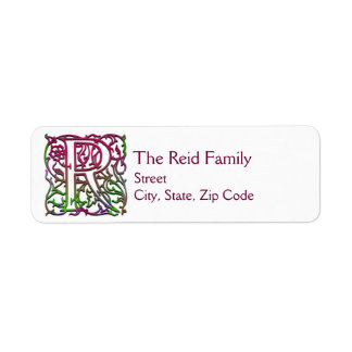 R Monogram "Besque Garden" Design Address Labels