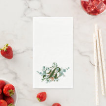 R Monogram Botanical Floral Guest Handtücher