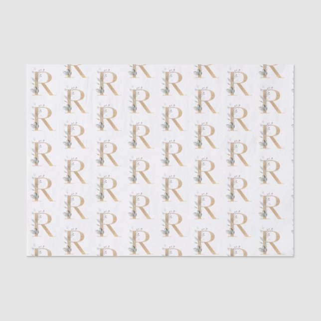 R Monogram Floral Wrapping Paper Seidenpapier (Vorderseite)