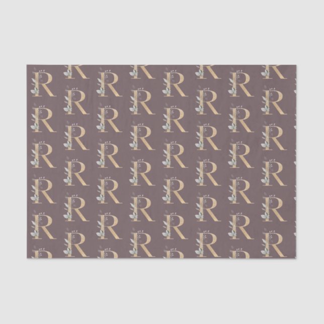 R Monogram Floral Wrapping Paper Seidenpapier (Vorderseite)