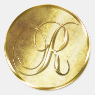 R Monogram Imitate Gold Umschlag Aufkleber Sticker