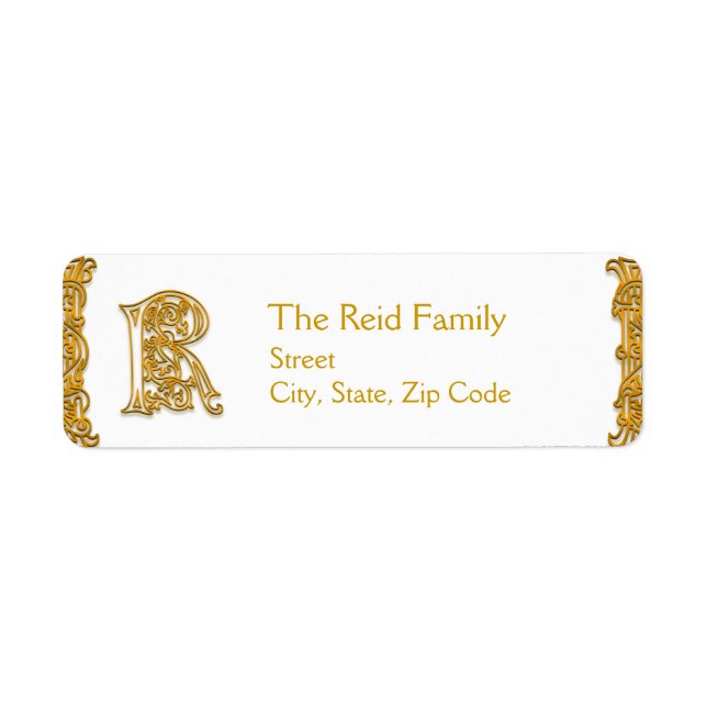R Monogram "Irish Gold" Designadresse Labels (Vorne)