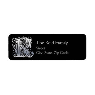 R Monogram "Silver Lace" Design Address Lables