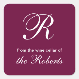 R Monogramm aus dem Weinkeller von Square Labels Quadratischer Aufkleber
