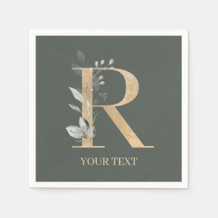 R Monogramm Floral Personalisiert Serviette