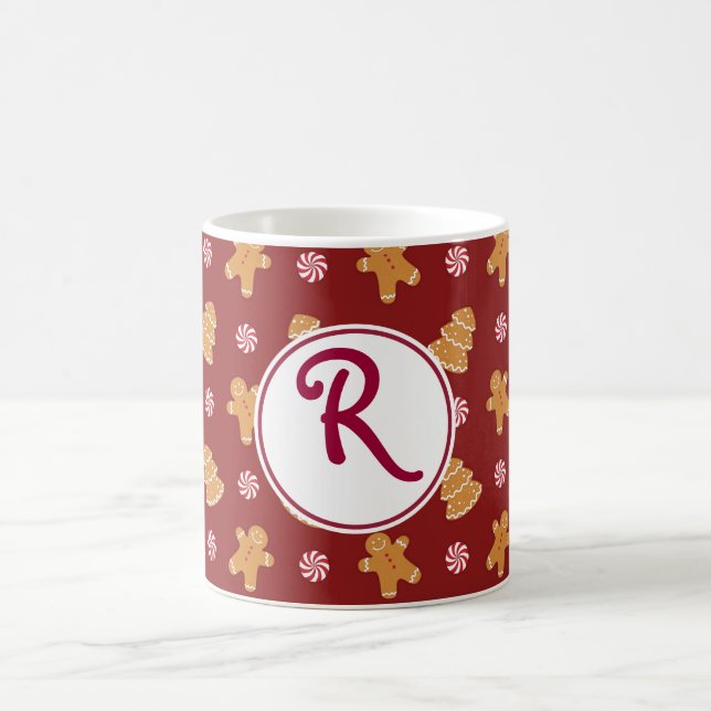 R-Monogramm-Weihnachtslebkuchen-Plätzchen-Tasse Kaffeetasse (Mittel)
