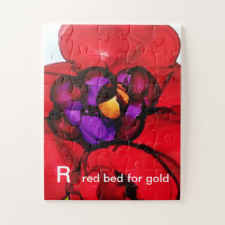 R - Rotes Bett für Goldalphabet-Kunst-Puzzlespiel Puzzle