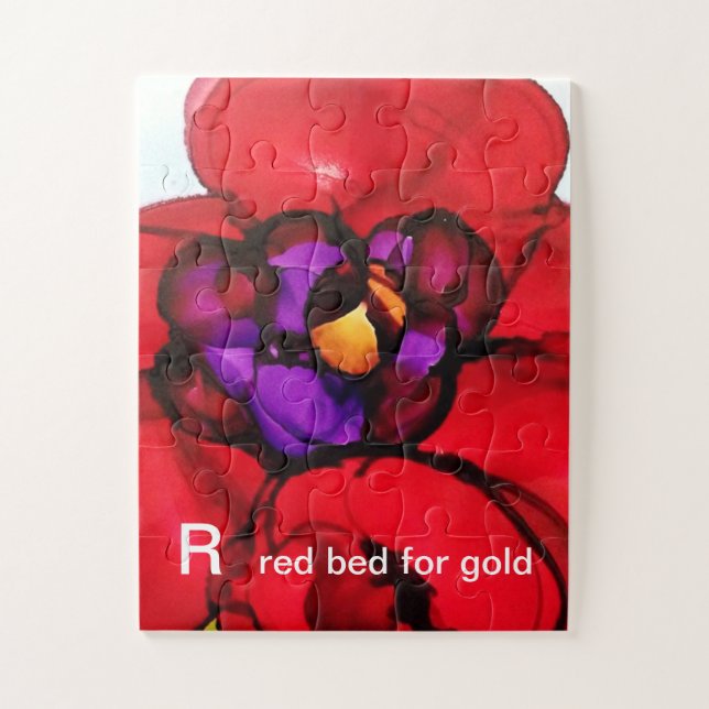 R - Rotes Bett für Goldalphabet-Kunst-Puzzlespiel Puzzle (Vertikal)
