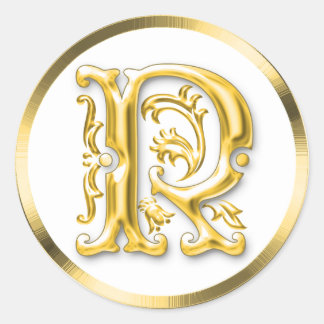 R Rundaufkleber in Gold Runder Aufkleber