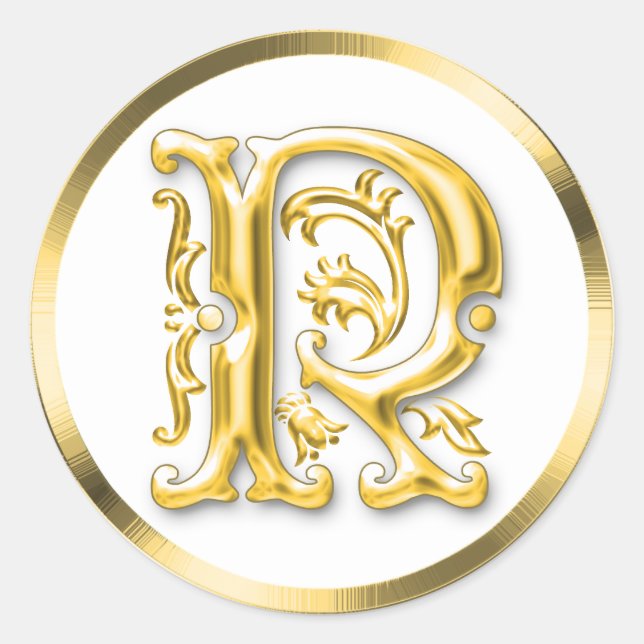 R Rundaufkleber in Gold Runder Aufkleber (Vorderseite)