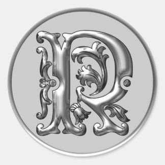 R Rundkleber in Silber Runder Aufkleber