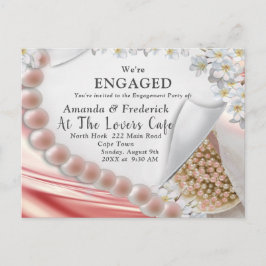 R Silk & Pearls Verlobung Einladung Postkarte