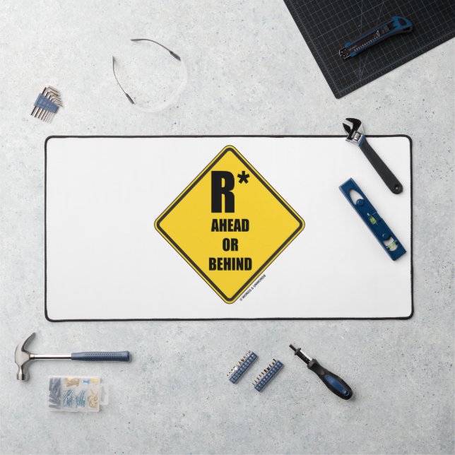 R-Sterne-Warnschild nach vorne oder hinten Schreibtischunterlage (Arbeitsplatz)