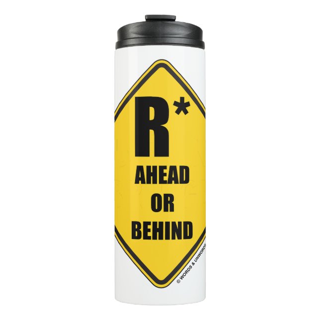R-Sterne-Warnschild nach vorne oder hinten Thermosbecher (Vorderseite)