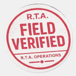 R.T.A. Feld Verifizierte Betriebsaufkleber Runder Aufkleber
