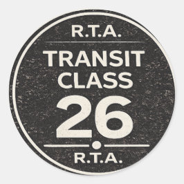 R.T.A. Transit Klasse 26 Infrastruktur-Aufkleber Runder Aufkleber