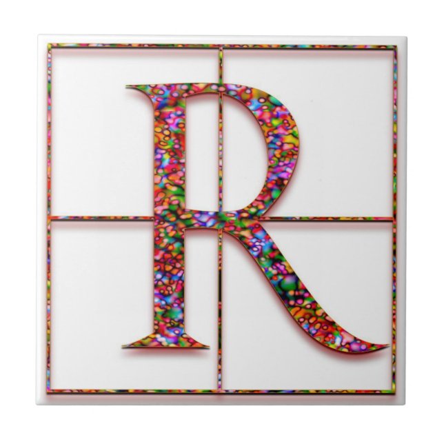 R Trajanus Red Custom Monogram Tile Fliese (Vorderseite)
