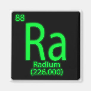 Ra Radium leuchtet im Dunkeln. Radium wird wie Magnet