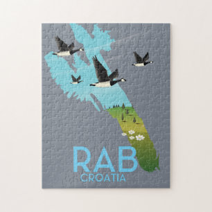 Rab Coratia Karte im Vintage-Stil Puzzle