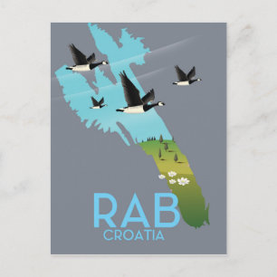 Rab Coratia Landkarte im Vintage-Stil Postkarte