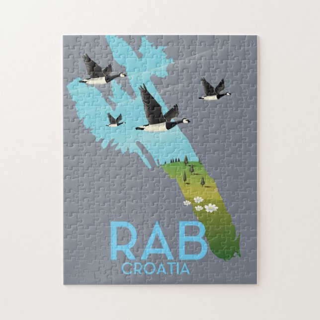 Rab Coratia Vintage Stilkarte Puzzle (Vertikal)