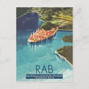 Rab Island, Dalmatien, Kroatien, Vintage Reiseplak Postkarte