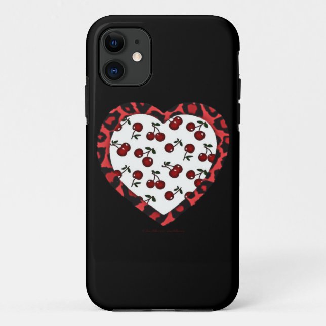 RAB Kirschen Leopard Print Heart Rockabilly Case-Mate iPhone Hülle (Rückseite)