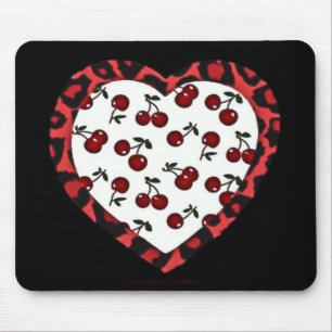 RAB Kirschen Leopard Print Heart Rockabilly Mousepad