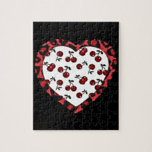 RAB Kirschen Leopardendruck Herz Rockabilly Puzzle