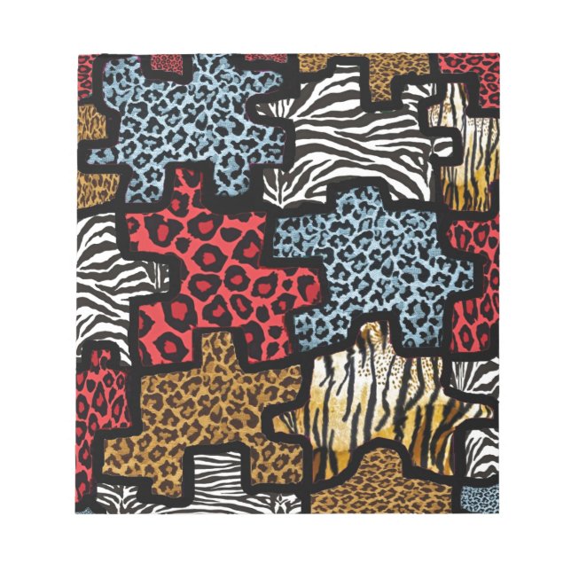 RAB Rockabilly Animal Print Puzzle Notizblock (Vorderseite)