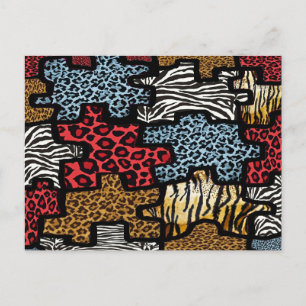 RAB Rockabilly Animal Print Puzzle Postkarte