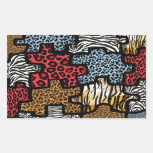RAB Rockabilly Animal Print Puzzle Rechteckiger Aufkleber
