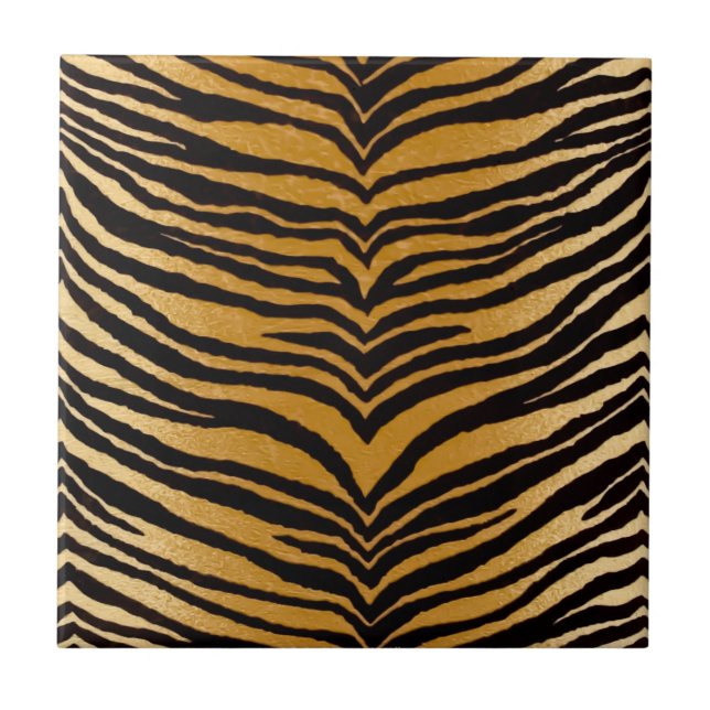 RAB Rockabilly Black and Gold Tiger Print Fliese (Vorderseite)