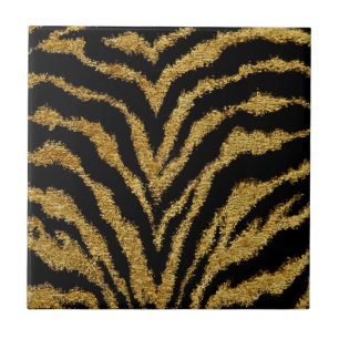 RAB Rockabilly Black Gold Leopard Print Tile Fliese
