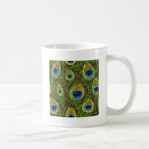 RAB Rockabilly Bunte Pfauenfedern Druck Kaffeetasse