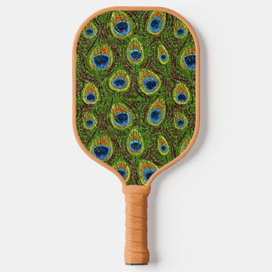 RAB Rockabilly Bunte Pfauenfedern Druck Pickleball Schläger