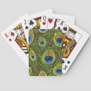 RAB Rockabilly Bunte Pfauenfedern Druck Spielkarten