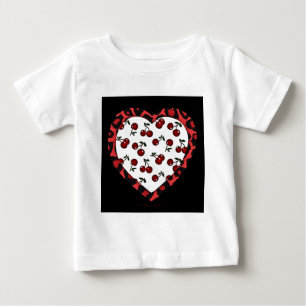RAB Rockabilly Cherries Leopard Print Heart Baby T-shirt