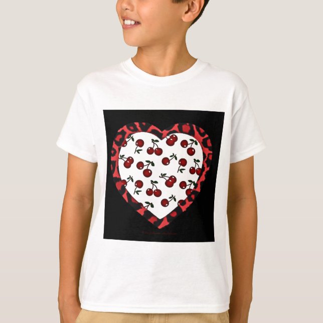 RAB Rockabilly Cherries Leopard Print Heart T-Shirt (Vorderseite)