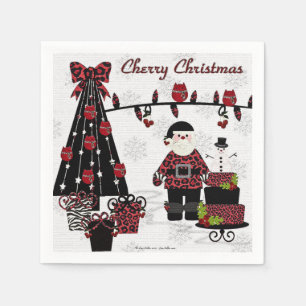 RAB Rockabilly Cherry Christmas Santa Paper Napkin Serviette