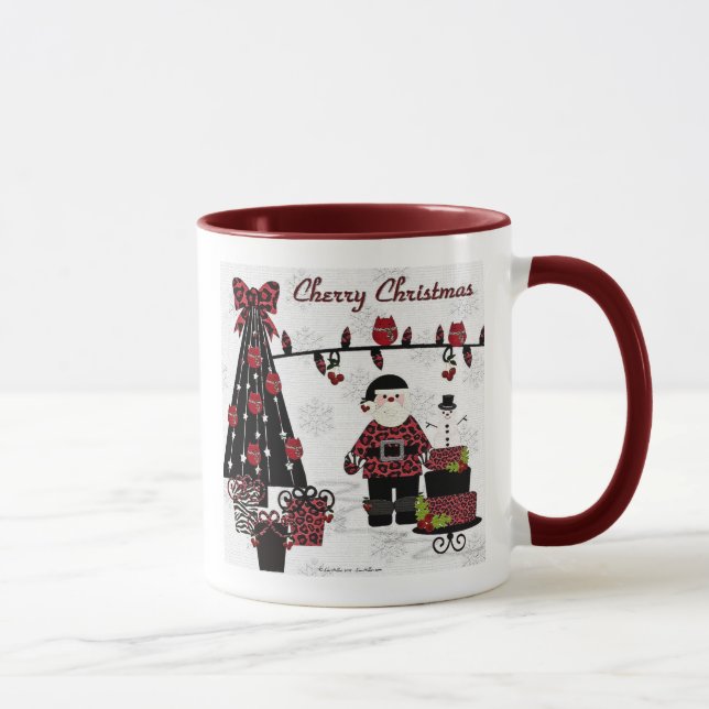 RAB Rockabilly Cherry Christmas Weihnachtsgeschenk Tasse (Rechts)