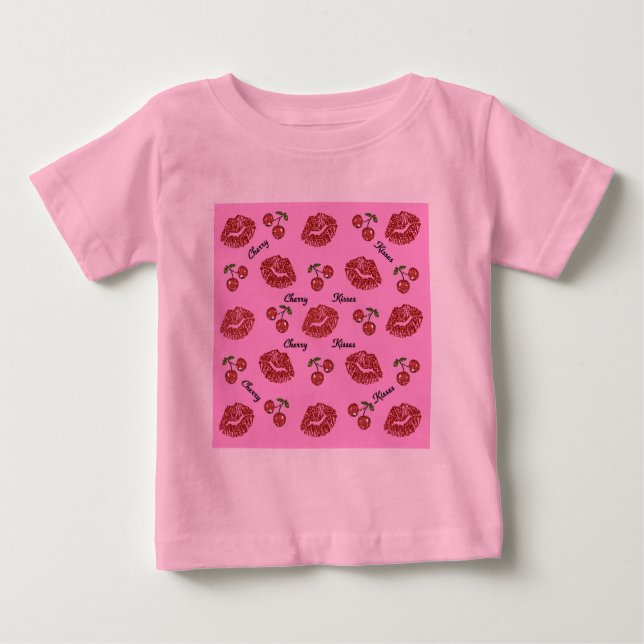 RAB Rockabilly Cherry Kisses auf Pink Baby T-shirt (Vorderseite)