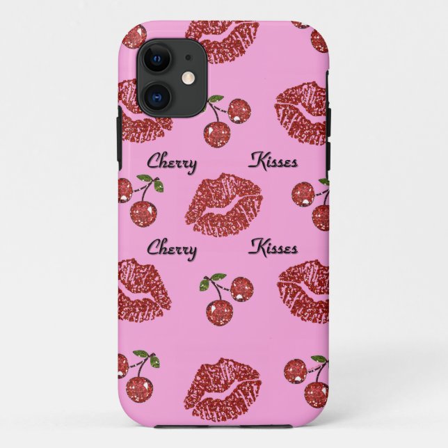 RAB Rockabilly Cherry Kisses auf Pink Case-Mate iPhone Hülle (Rückseite)