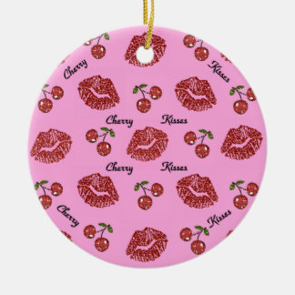 RAB Rockabilly Cherry Kisses auf Pink Keramik Ornament
