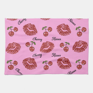 RAB Rockabilly Cherry Kisses auf Pink Küchentuch